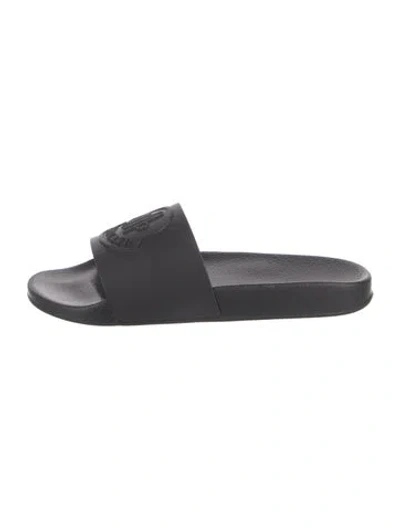 Pre-owned Moncler Rubber Slides In Black