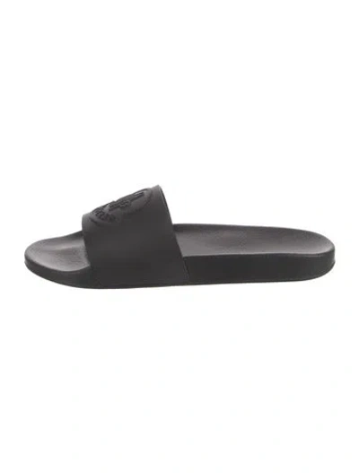 Pre-owned Moncler Rubber Slides In Black