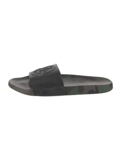 Pre-owned Moncler Rubber Slides In Black