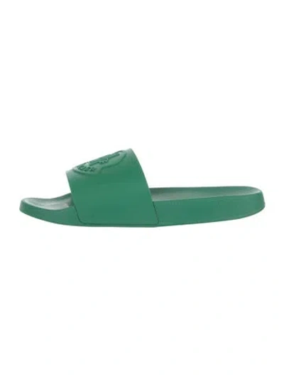 Pre-owned Moncler Rubber Slides In Green