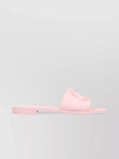 Moncler Rubber Slides With Flat Sole And Open Toe In Pink
