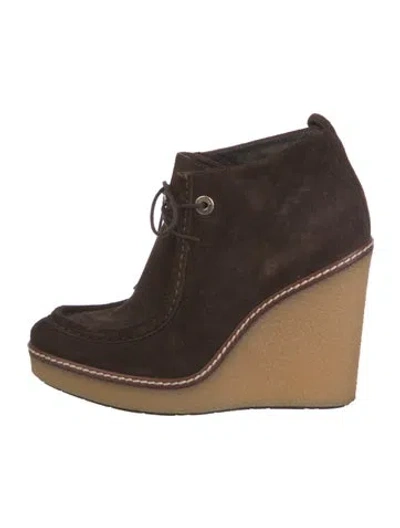 Pre-owned Moncler Rubber Striped Boots In Brown