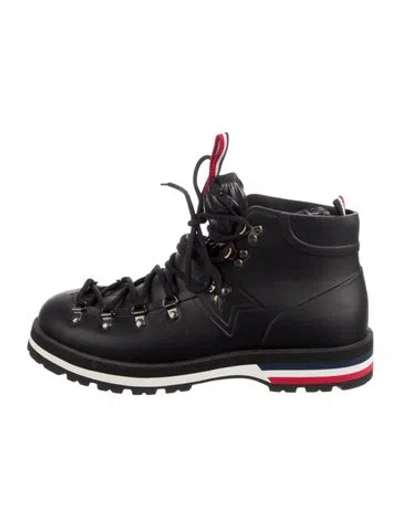 Pre-owned Moncler Rubber Striped Rain Boots In Black