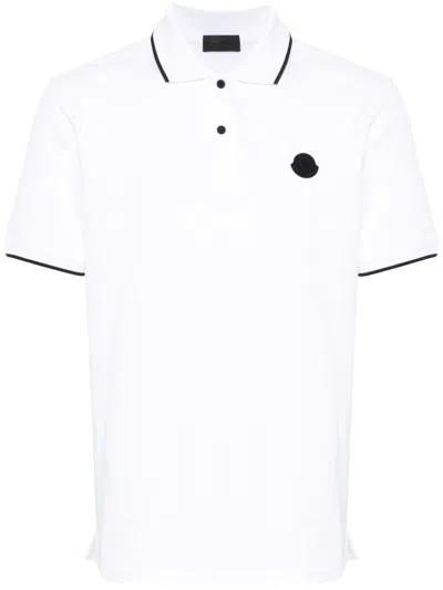 Moncler Logo-patch Cotton Polo Shirt In White