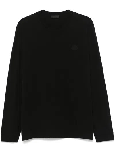 Moncler T-shirt Mit Gummiertem Logo In Schwarz