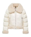 Moncler Rubrouk Teddy-trimmed Short Down Jacket In White