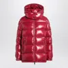 Moncler Ruby Red Down Jacket In Lacquered Nylon Women In Burgundy