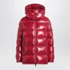 Moncler Ruby Red Down Jacket In Lacquered Nylon Women In Burgundy