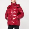 Moncler Ruby Red Down Jacket In Lacquered Nylon