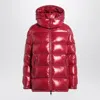 Moncler Ruby Red Down Jacket In Lacquered Nylon Women In Burgundy