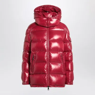 Moncler Ruby Red Down Jacket In Lacquered Nylon In Burgundy