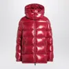 Moncler Ruby Red Down Jacket In Lacquered Nylon Women In Red