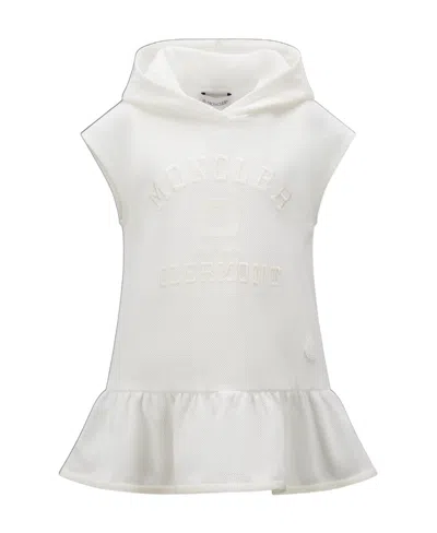 Moncler Ruffle-hem Hoodie Dress In White