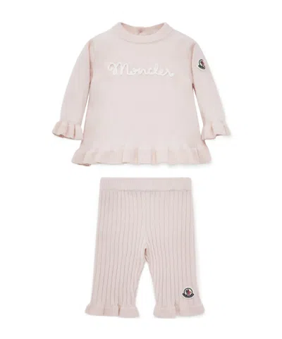 Moncler Kids' Ruffle Sweater Set In Pink