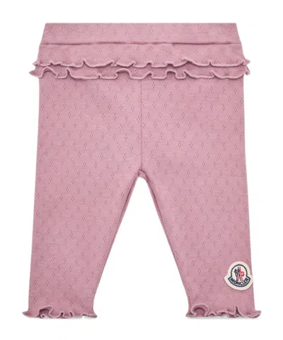Moncler Babies' Ruffle-trim Cotton Leggings In Pink