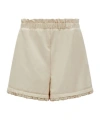 Moncler Ruffle-trimmed Cotton Blend Shorts In Nude