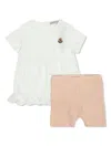 Moncler Ruffle-trimmed T-shirt And Shorts Cotton Set In White