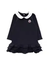 Moncler Stylish Logo Dress For Girls In Blue