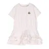 Moncler Ruffled-hem Cotton Dress In Pink