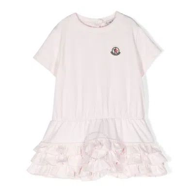 Moncler Ruffled-hem Cotton Dress In Pink
