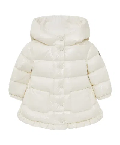Moncler Ruffled Quilted Parka In White