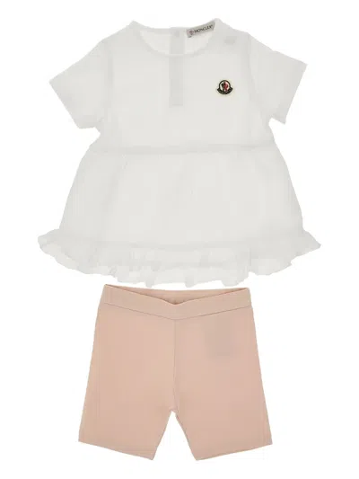 Moncler Kids' Ruffled Shorts Set In White