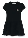 Moncler Abito In Cotone Con Gonna A Balze In Blue