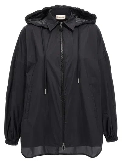 MONCLER MONCLER RUFFLED WINDBREAKER WITH REMOVABLE HOOD