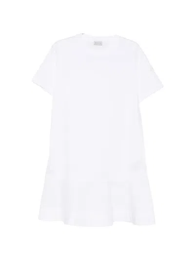 Moncler Ruffled-hem Mini Dress In White