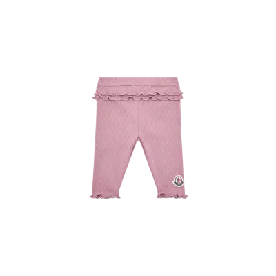 Moncler Kids' Legging En Coton À Bordures Volantées, Filles, Rose, Taille: 18/24 In Pink
