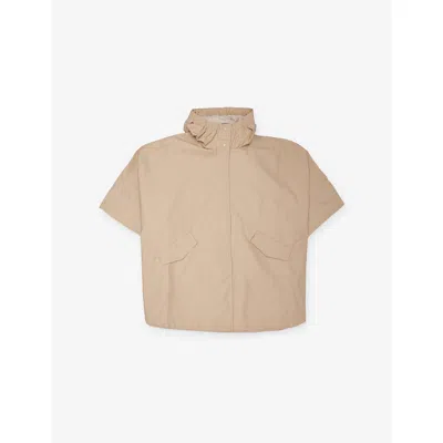 Moncler Kids' Rust Flap-pocket Hooded Cotton-blend Cape Jacket 4-10 Years In Burgundy