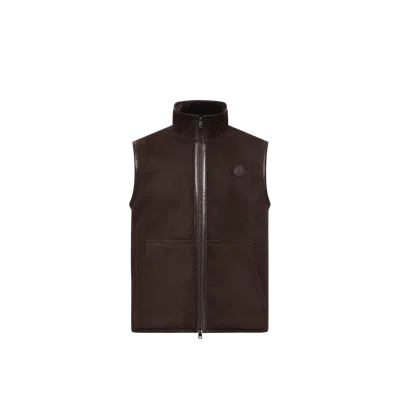 Moncler Rysfen Reversible Down Vest In Brown