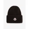 Moncler Mens Brown Brand-appliqué Ribbed Wool And Cashmere-blend Beanie In Black