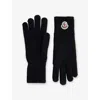 Moncler Mens Black Brand-patch Ribbed Wool Gloves Xl In Black
