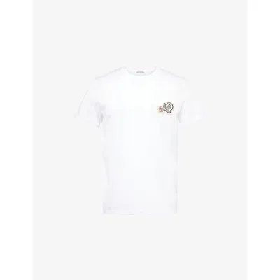Moncler Mens White Double-logo Short-sleeve Cotton-jersey T-shirt