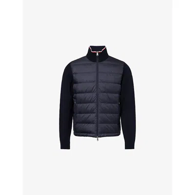 Moncler Cotton Padded Cardigan With Zip In Blue