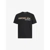 Moncler S Embossed-branding Crew-neck Relaxed-fit Cotton-jersey T-shirt Black In Black