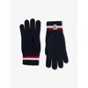 Moncler Mens Navy Striped Brand-patch Wool Gloves Xl In Blue