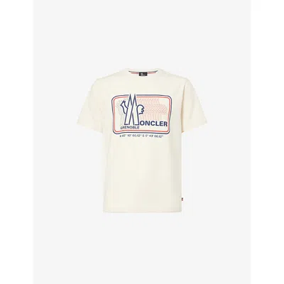 Moncler S Natural Graphic-print Crew-neck Cotton-jersey T-shirt In White