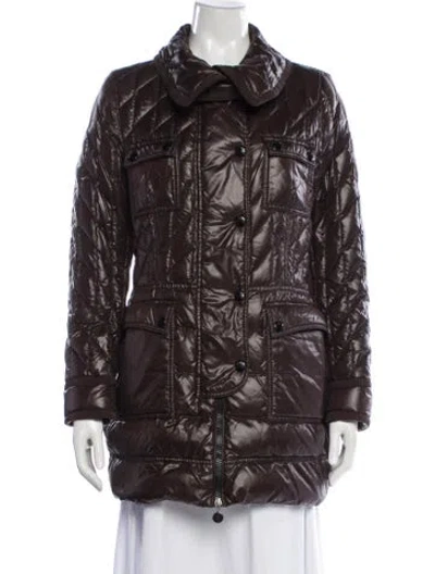 Pre-owned Moncler Safran Giubbotto Down Coat In Brown