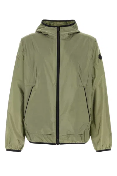 Moncler Hooded Nylon Jacket Side Pockets In Green