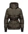 Moncler Salastrains Belted Down Ski Jacket In Green