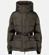 Moncler Salastrains Belted Down Ski Jacket In Green