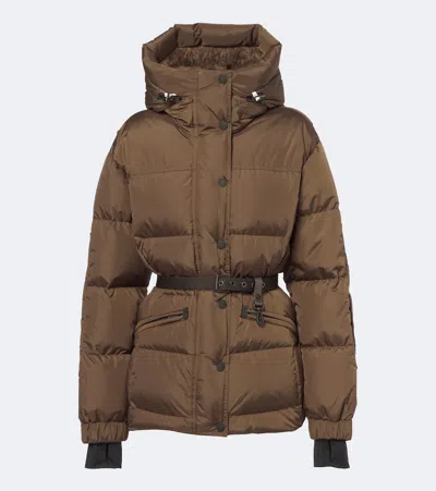Moncler Salastrains Belted Ski Jacket In Brown