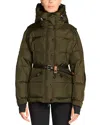 Moncler Salastrains Belted Padded Shell Jacket In Brown