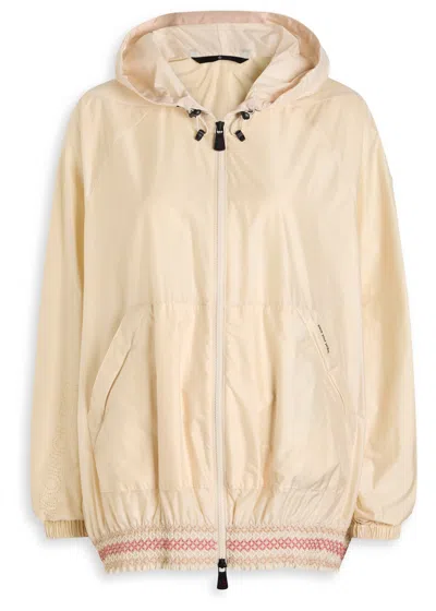 Moncler Samedans Smocked Shell Jacket In Neutral
