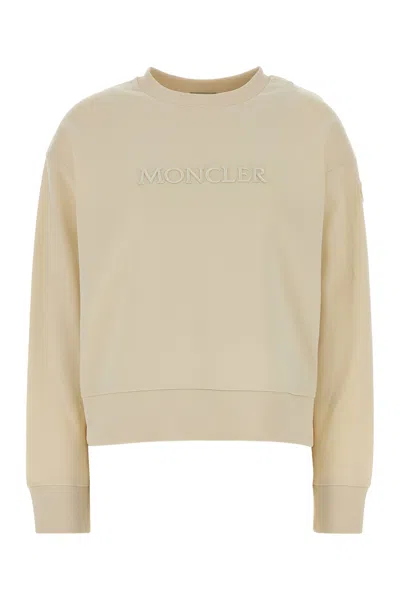 Moncler Sand Cotton Sweatshirt In Brown