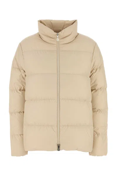 Moncler Sand Polyester Mauzun Down Jacket In Neutral