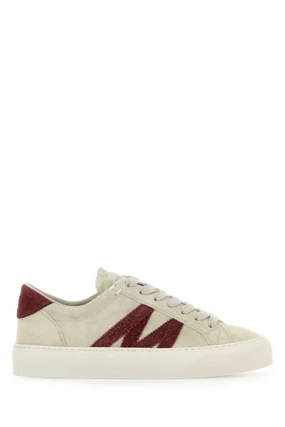 Moncler Sand Suede Monaco2 Sneakers In White