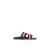 Moncler Blue Leather Mon Summer Sliders In Multi